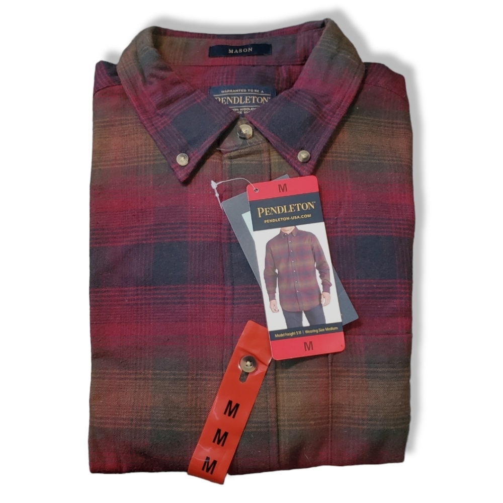 Pendleton Mason Flannel Shirt Red Men's Size Medium